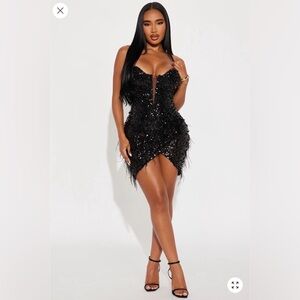 Fashion Nova Black Sequin Mini Dress